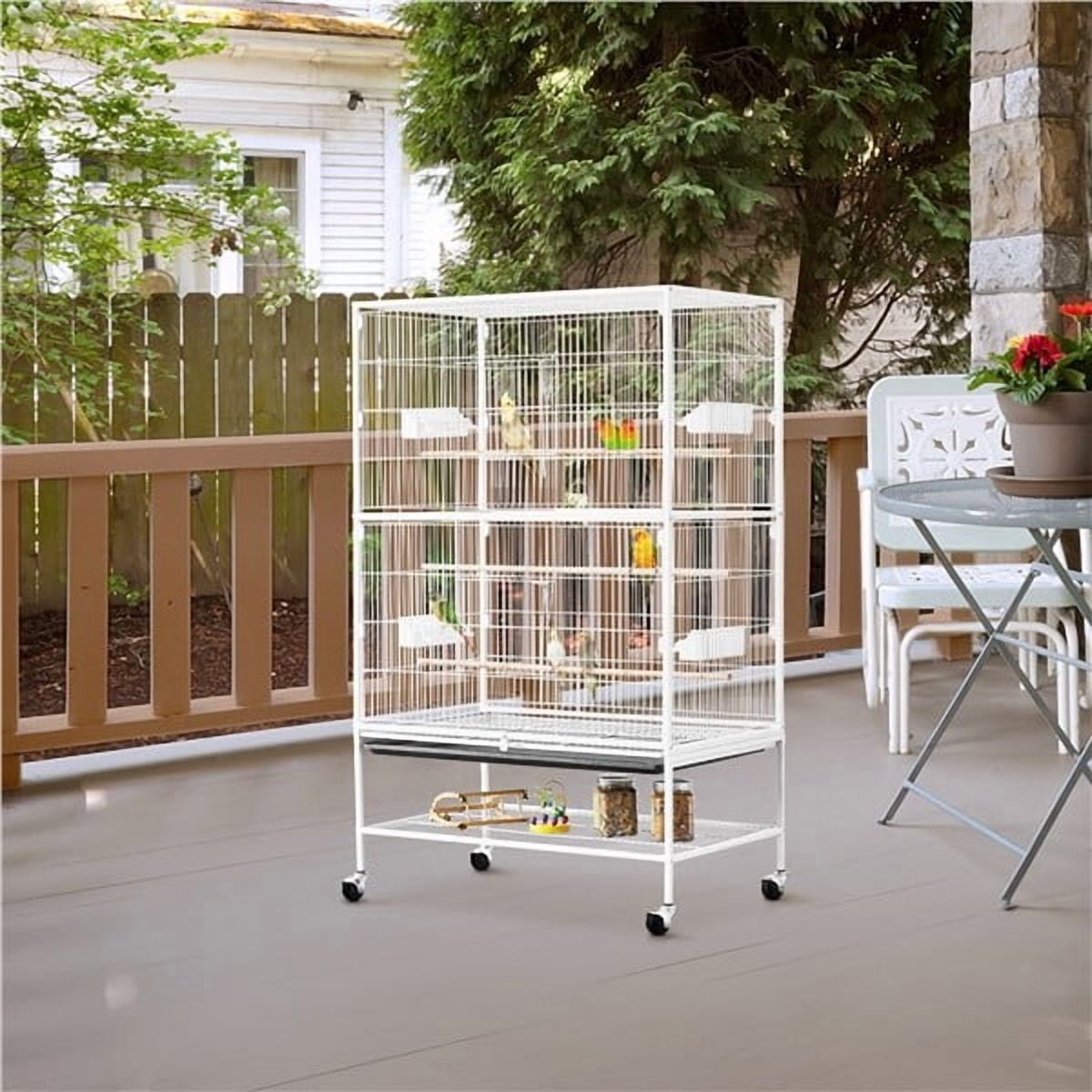 LINJH Large Parrot Cage Rolling Metal Bird Cage for Lovebird Cockatoo Conure
