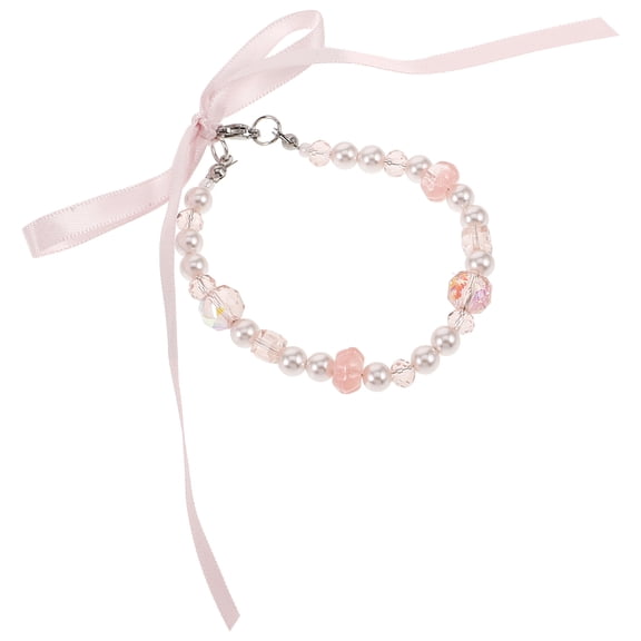 LOLIPPYY Pink Artificial Bracelet for Women's Adjustable Beaded Jewelry Elegant Decoration Use 8.5 Inch