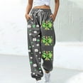 thumbnail image 2 of FRSASU Ladies' St. Patrick's Day Printed Elastic Waist Loose Casual Ankle Pants with Pockets Gray, 2 of 5
