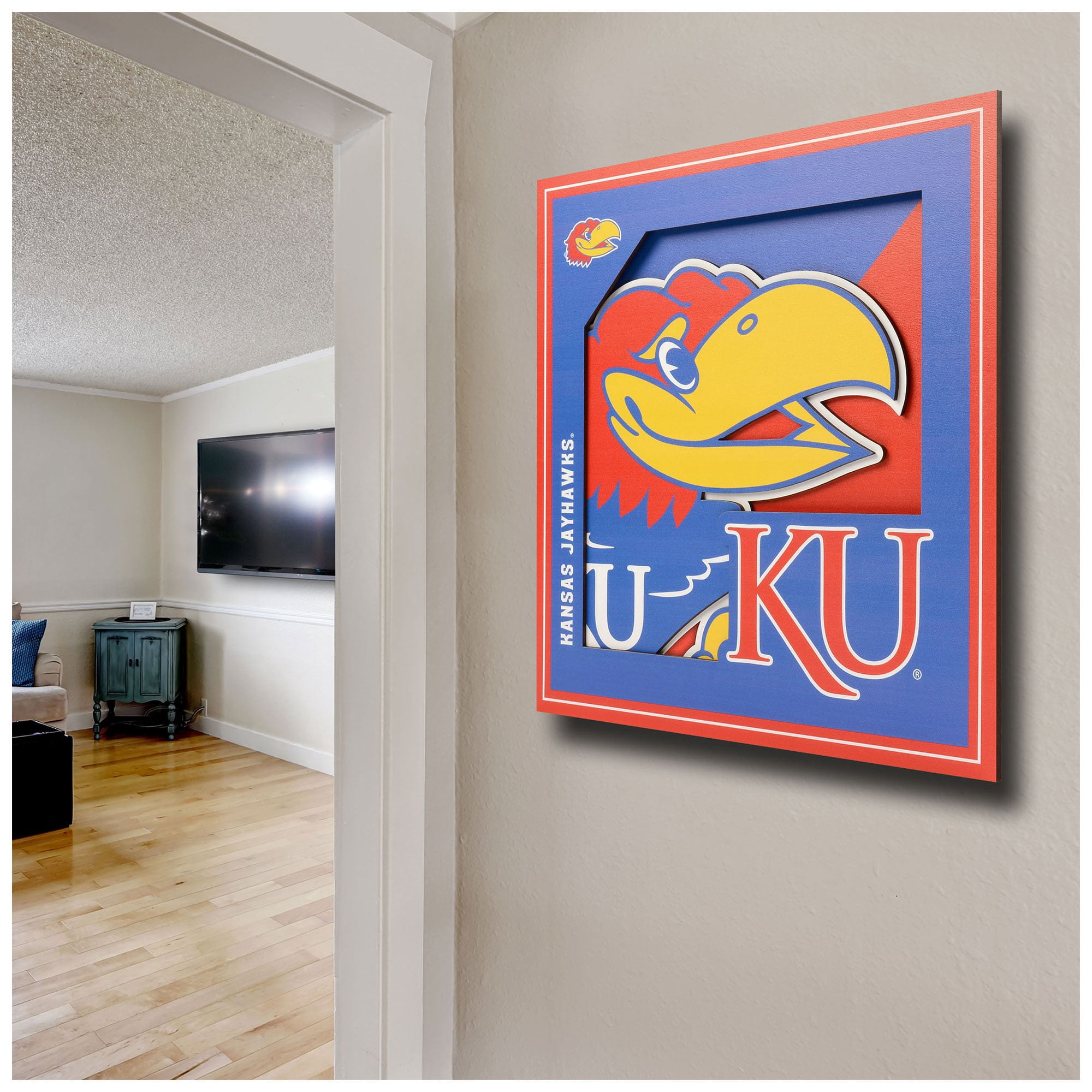 YTF NCAA Kansas Jayhawks 3D Logo Series Wall Art 12X12