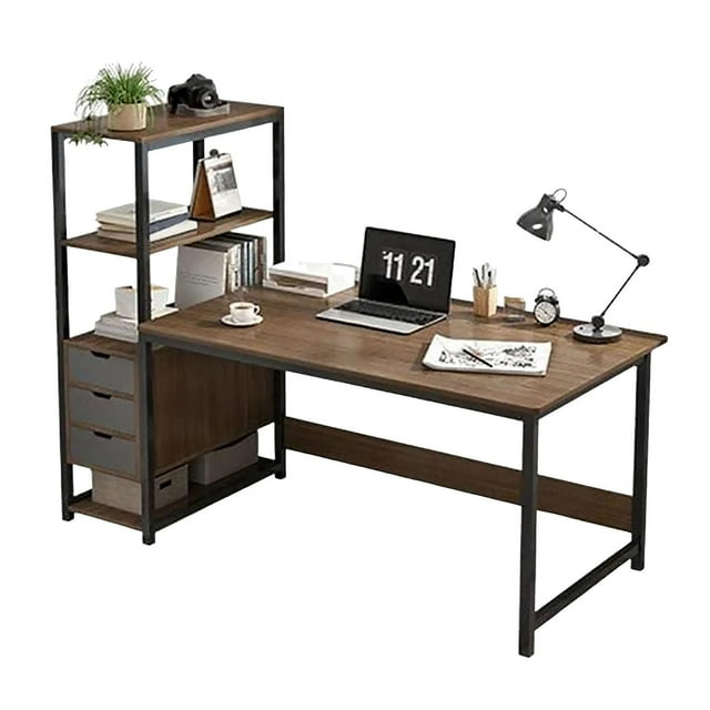 Escritorio de oficina Escritorio para computadora Mesa de costura Mesa de tocador con tres cajones Regalos Mesa de escritorio de esquina Escritorio de Estante negro