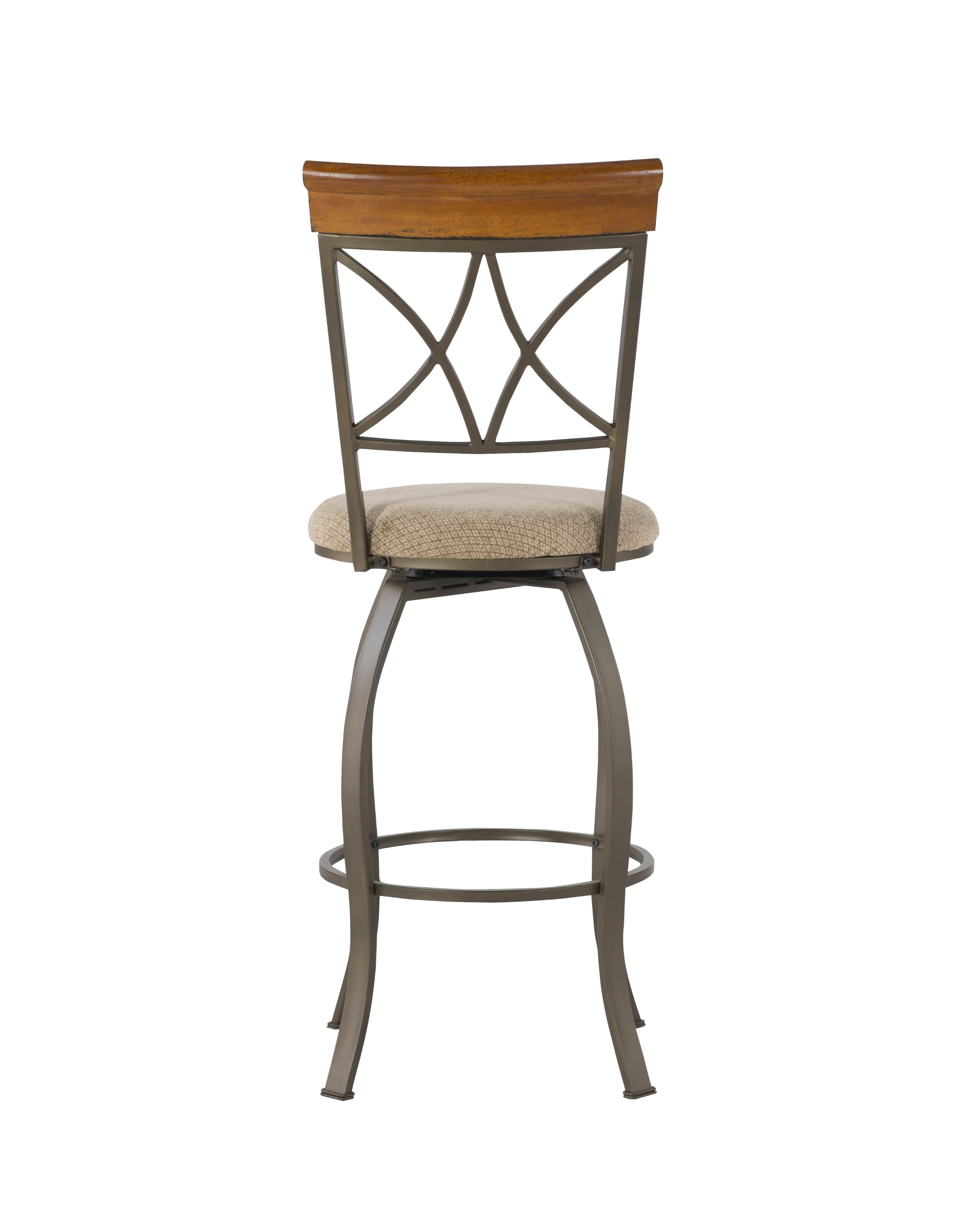 Linon Hamilton 30" High Back Indoor Round Metal Bar Stool with Swivel, Medium Cherry/Taupe