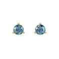 thumbnail image 3 of 1 Ct Round Cut Studs Blue Moissanite 14K Yellow Solid Solid Gold Everyday Dainty Earrings Screw Back, 3 of 7