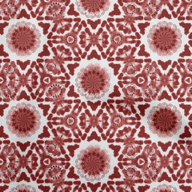 oneOone Polyester Spandex Maroon Fabric Asian Tie And Dye Sewing Material Print Fabric By The Yard 56 Inch Wide