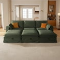 thumbnail image 6 of CHIC HOUSE 125.6" Modula Sleeper Sectional Sofa with Storage Ottoman, Removable Washable Slipcover, Waterproof & Pet-Scratch-Resistant, Cloud Dual Cushions, 6-Seater for Living Room, Green, 6 of 10