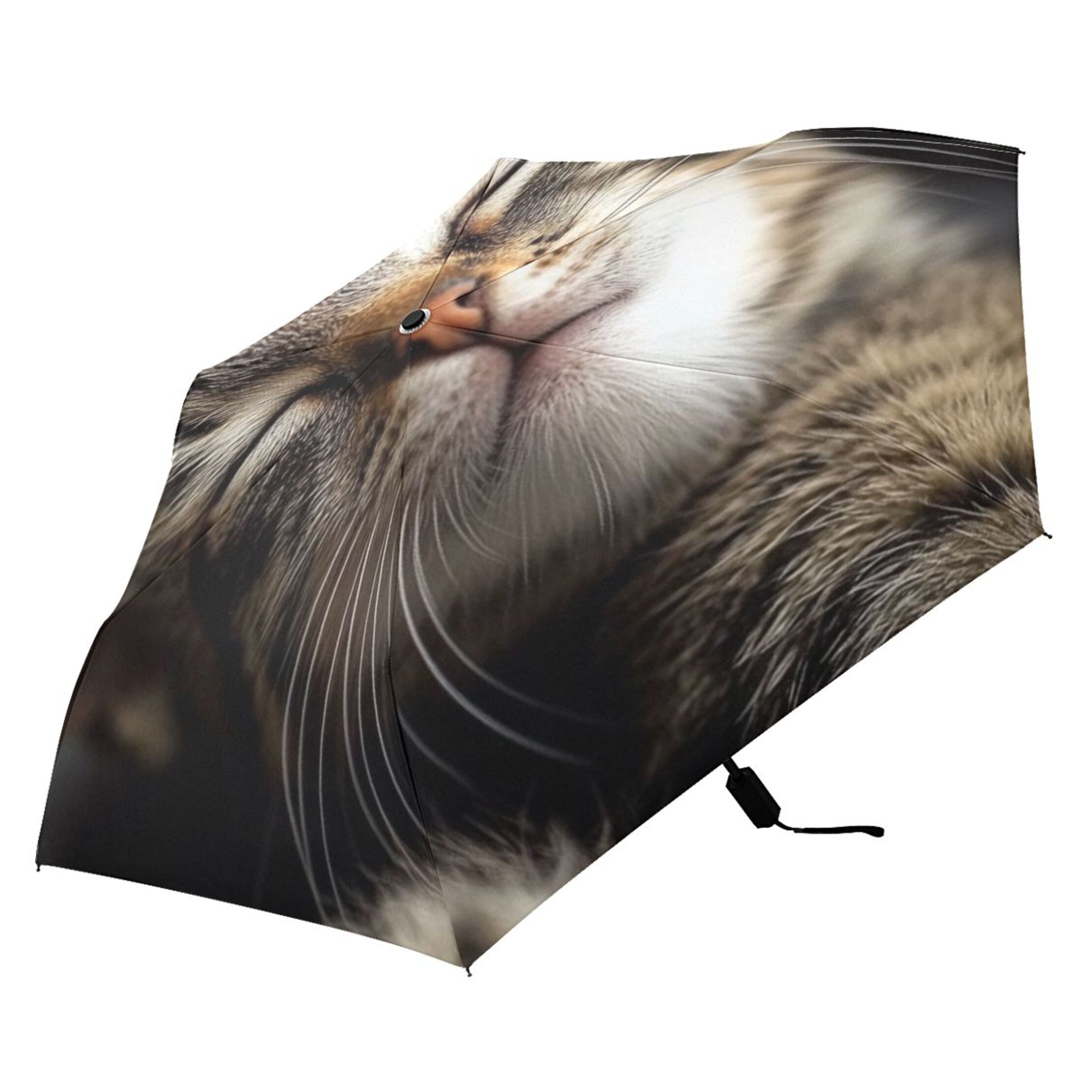 Cute Cats Wink All Weather Umbrella Triple Folding Parasol 6 Ribs UV Protection Portable