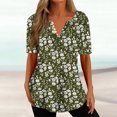 thumbnail image 2 of QLEICOM Women's Shirts Summer Fashion V-neck Casual Top Loose Print Basic Tees Shirts Blouses Army Green XXL, US Size:12, 2 of 4
