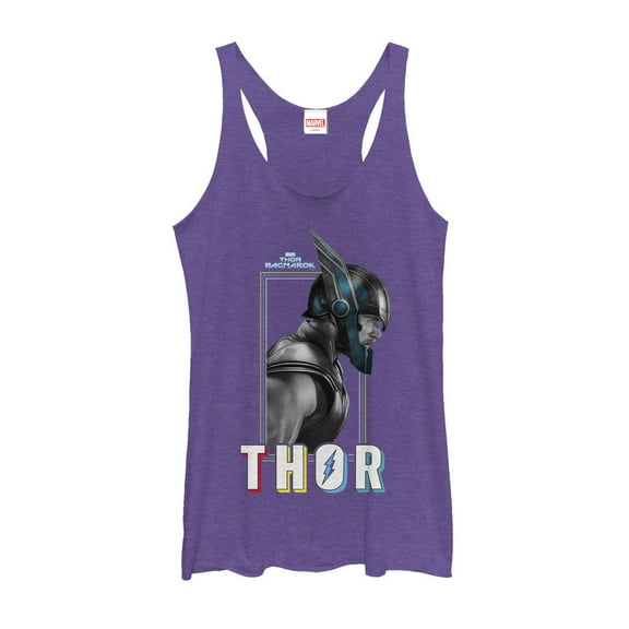 Women's Marvel Thor: Ragnarok Profile Racerback Tank Top Purple Heather Small