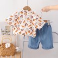 thumbnail image 2 of Odeerbi 0-6 Years Toddler Boys Girls Summer Outfits Cotton Short Sleeve Shirt Jeans Set Pumpkin Printed Shirt Denim Pants Two-piece Set Toddler Boys Girls Clothes, 2 of 9