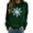 Dark Green, variant on FYEGRE Snowflake Print Crewneck Pullover Sweatshirt Soft Warm Winter Holiday Long Sleeve Cozy Fashion Top For Women Festive Casual Apparel Wine XL