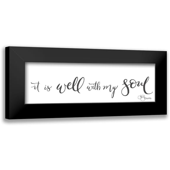 Hollihocks Art 14x7 Black Modern Framed Museum Art Print Titled - It is Well with My Soul
