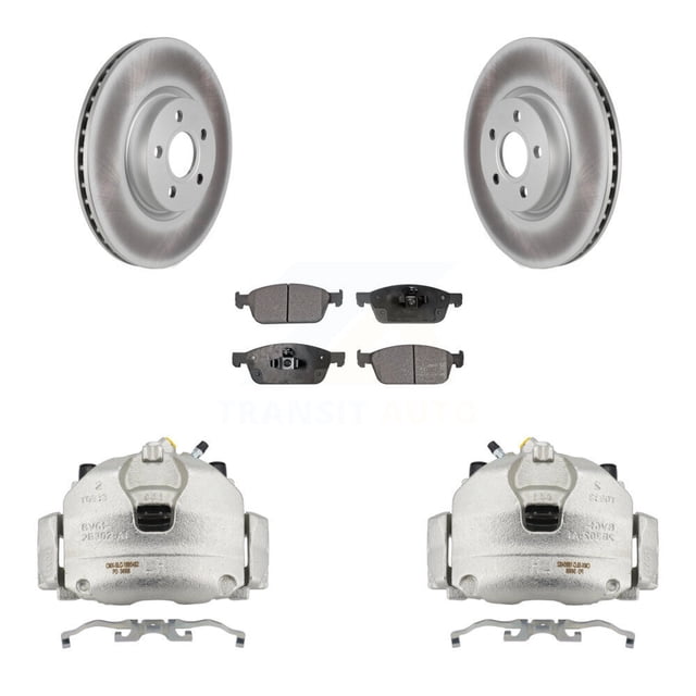Transit Auto Front Disc Brake Caliper Coated Rotors and Semi-Metallic Pads Kit for Car Ford Connect KCG-100747P