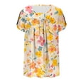 thumbnail image 5 of Womens Daisy T-Shirts Babydoll Pleated Tee Shirts Crew Neck Tops Short Sleeve T Shirts Summer Basic Boho Dressy Cute Tops 2025, 5 of 5