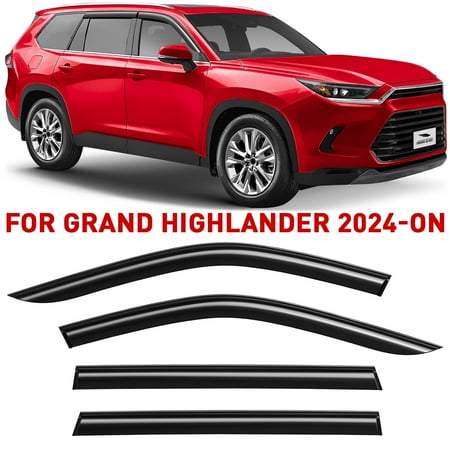 Voron Glass Tape-on Extra Durable Rain Guards for Toyota Grand Highlander 2024-2026, Window Deflectors, Vent Window Visors, 4 Pieces - 100864