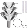 thumbnail image 1 of Set de 3 Embudos de Acero Inoxidable (Grande, Mediano, Pequeño) con Cepillos de Limpieza y Anillo Organizador, 1 of 5
