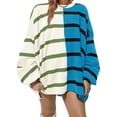 thumbnail image 3 of Womens Striped Pullover Sweater Crew Neck Long Sleeve Knitted Color Block Casual Loose Lightweight Sweaters for Women, 3 of 5