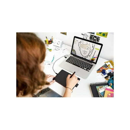 One by Wacom Student Drawing Tablet (small) – Works with Chromebook, Mac, PC - Black/Red