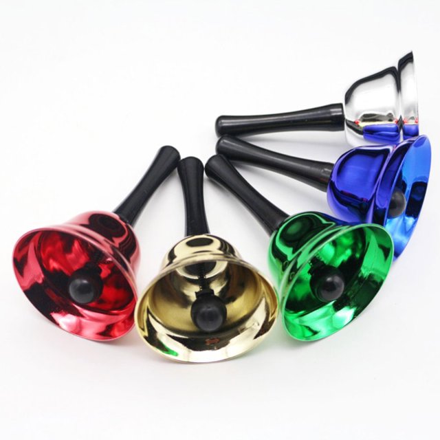 MOKKHNB 1Pcs Iron Handbell Green Portable Durable Musical Instrument Toy For Children 7.5x2.9x5.1in