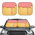 thumbnail image 2 of Honeii Pink Ice Cream Print Foldable Car Sun Shade for Windshield, 2-Piece UV Protection Shade, Protects Car Interior, Ideal for Cars, Trucks, SUVs-Medium, 2 of 6