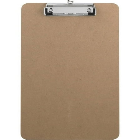 Business Source Flat Clip Hardboard Clipboard 9" x 12 1/2" - Hardboard - Brown - 1 / Each