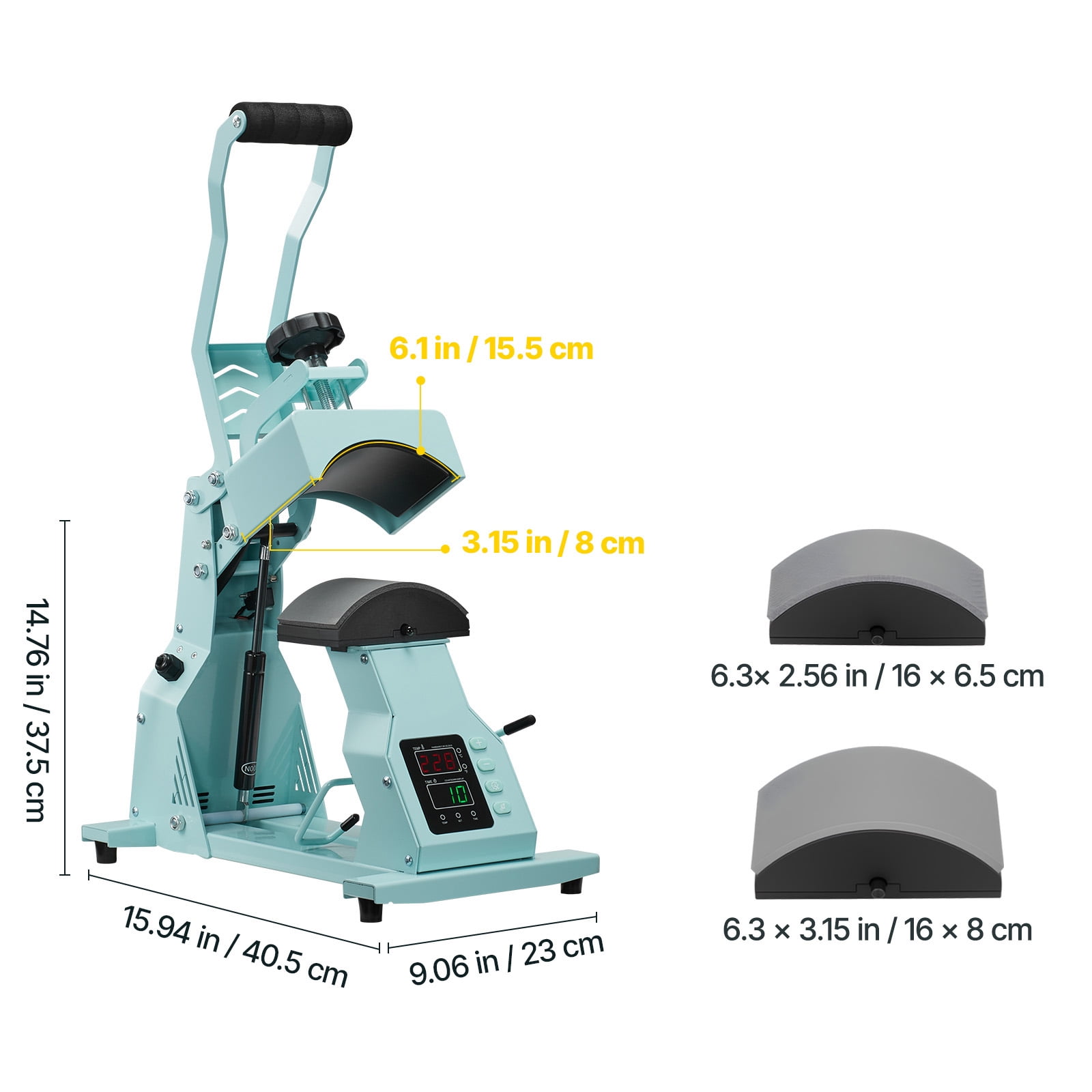 KFFKFF Hat Heat Press Machine with Dual Interchangeable Platens, Accurate Temperature and Time Settings, Ideal for HTV and Sublimation on Caps, Headbands, Cuffs, Face Masks, and More, Green