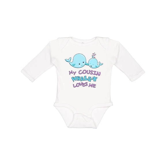 Inktastic My Cousin Whale-y Loves Me Boys or Girls Long Sleeve Baby Bodysuit