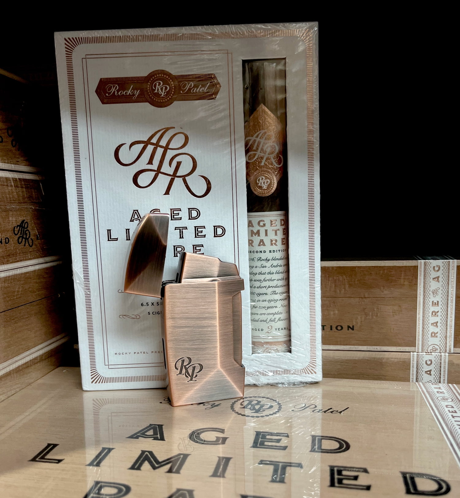 Rocky Patel Edge Double Torch Lighter With Punch - Copper