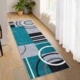 thumbnail image 4 of Garvee Modern Geometric Area Rugs 2'x10' Hallway Rugs, Abstract Washable Rug Non-Slip Soft Indoor Throw Carpet Stain Resistant Rug for Bedroom Kitchen Laundry Bathroom, Blue Green, 4 of 8