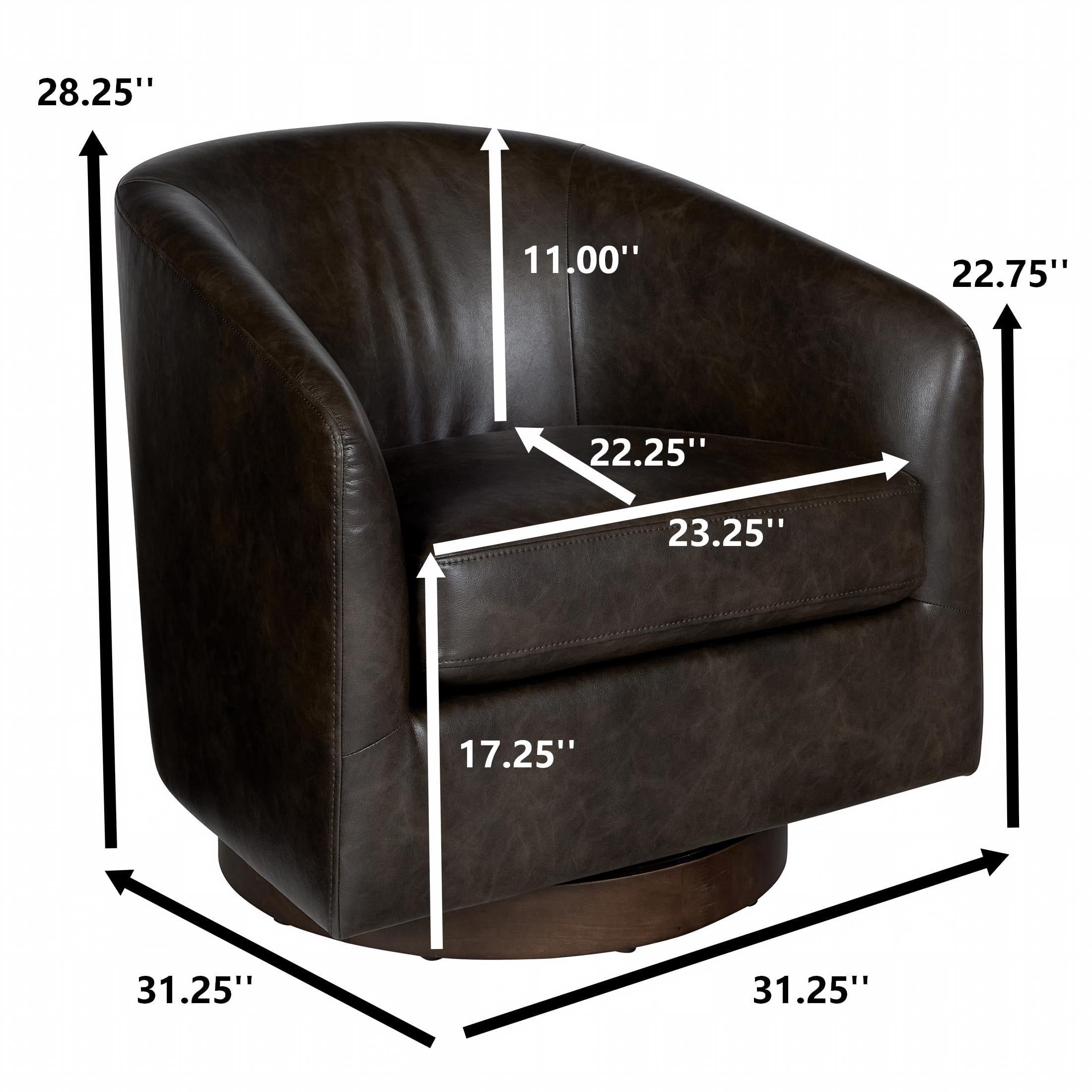 Better Homes & Gardens Bradford Wooden Base Modern Swivel Accent Chair, Dark Espresso Faux Leather
