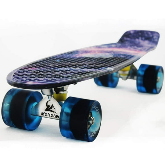 Monopatín Meketec Mini Cruiser Retro Starry de 22 pulgadas, color morado