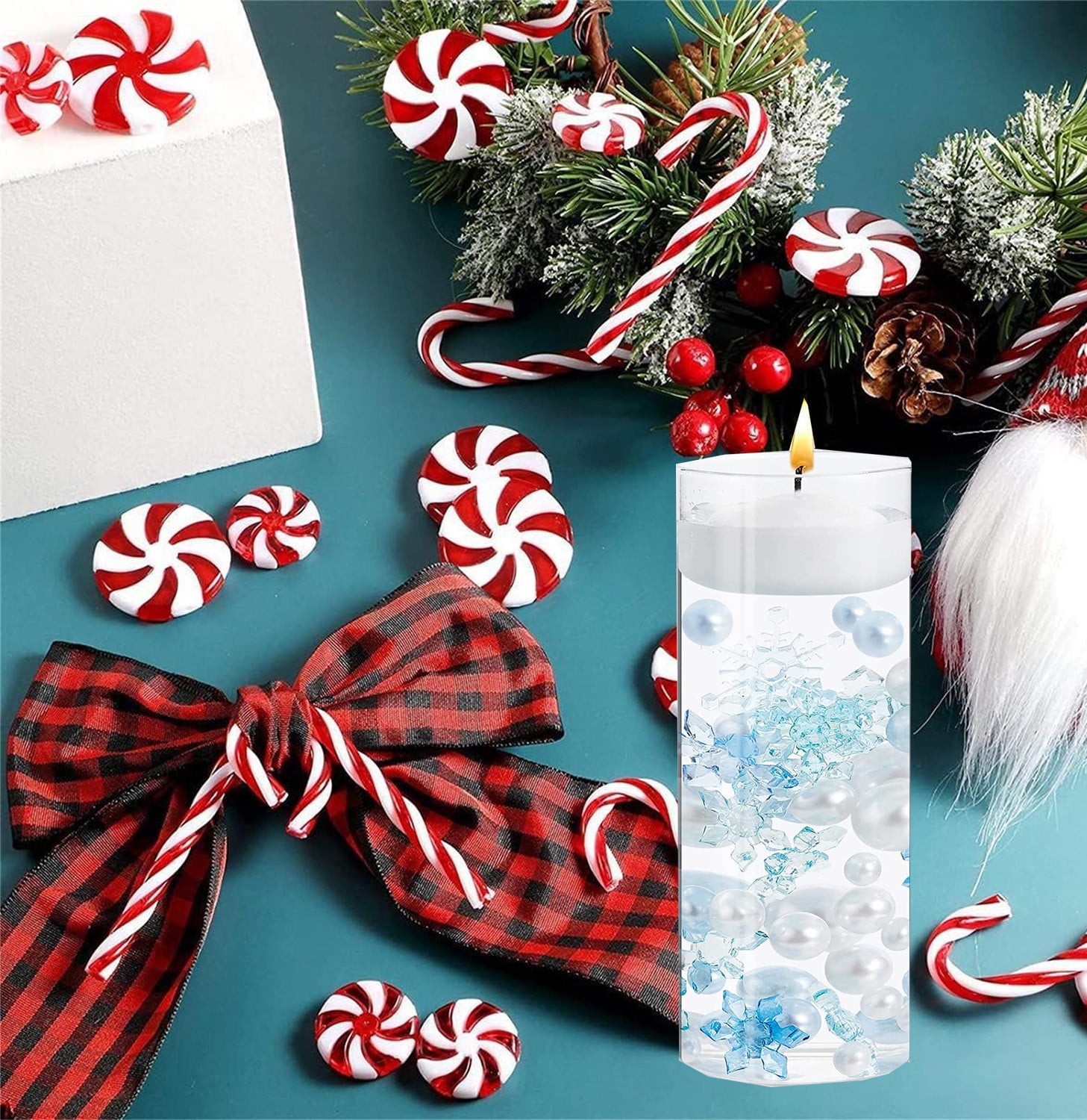 2124 Pieces Christmas Vase Filler Pearls Including 8 Floating Snowflake