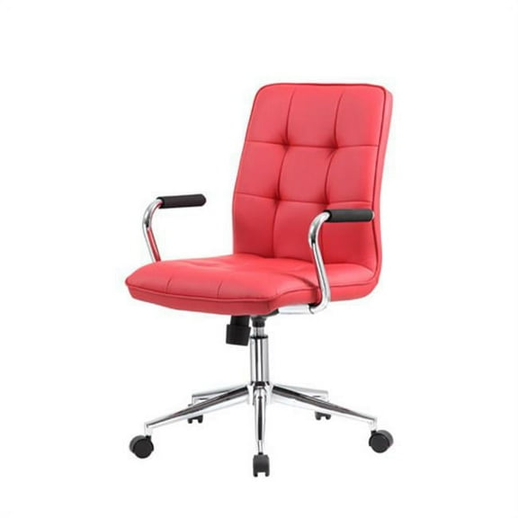 Modern Office Chair with Chrome Arms, Red