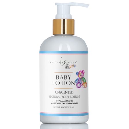 Unscented Baby Natural Body Lotion - Safe for Babies w/ Sensitive Skin & Allergies, 8 oz by LatherGreen