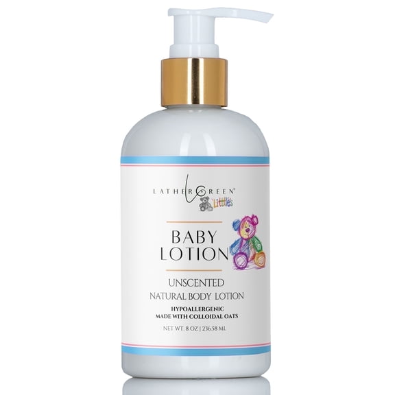 Unscented Baby Natural Body Lotion - Safe for Babies w/ Sensitive Skin & Allergies, 8 oz by LatherGreen