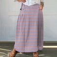 thumbnail image 2 of Tiqkatyck women's Skirts Clearance, Women's Casual Loose and Fashion Striped Print Beach Long Skirts with Pocket Fall Skirts for Women 2024 Pink S, 2 of 5