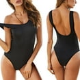 thumbnail image 6 of Women's One Piece Swimsuit Fashion Scoop Neck Adjustable Straps Bathing Suit Thong Low Back Beach Swimwear (S, Black), 6 of 6