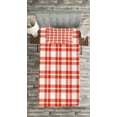 thumbnail image 3 of Ambesonne Plaid Quilted Bedspread Set 2 Pcs, Retro-Modern Checkered, Twin Size, Orange White, 3 of 3