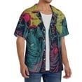 thumbnail image 2 of Honeii Neon Zombie Skull for Men's Short-Sleeved Button-Up Collared Shirt Featuring A Pocket, Perfect for Beach Vacations, And Travel Adventures.-4X-Large, 2 of 5