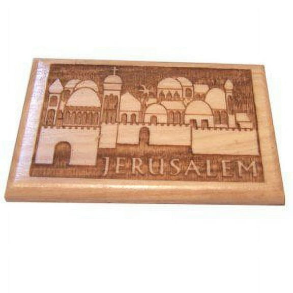 Jerusalem Magnet - Olive wood (6x4 cm or 2.4x1.6")