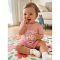 thumbnail image 5 of BemeyourBBs Newborn Baby Girls Little Sister Outfits Waffle Knit Little Sis Letters Letters Embroidery Short Sleeve Romper with Pockets Shorts Set 2Pcs Infant Baby Girl Summer Clothes, 5 of 9