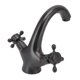 thumbnail image 2 of Grifo de lavabo vintage con acabado en cuerno de oveja negra y manija giratoria, diseño de encimera elevada y control de temperatura dual, 2 of 8