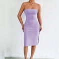 thumbnail image 6 of Lovzfmll Strapless Summer Slim Backless Bodycon Mid-Length Dress for Women Crew Neck Wrap Style Low Back Relaxed Fit Purple, XS, 6 of 7