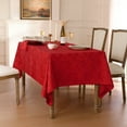 thumbnail image 3 of Romanstile Christmas Rectangle Tablecloth, Jacquard Waterproof Damask Floral Polyester Table Cloth, Waterproof Wipeable Table Cover for Dining, Holiday, Party Decor (Red, 60 x 84 Inch), 3 of 8