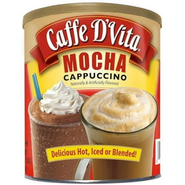 Caffe Dâ€™Vita Mocha Cappuccino Mix - Mocha Powder Mix, Instant Cappuccino Mix, Gluten Free, No Cholesterol, No Hydrogenated Oils, No Trans Fat, 99% Caffeine Free, Mocha Mix- 60oz. Can
