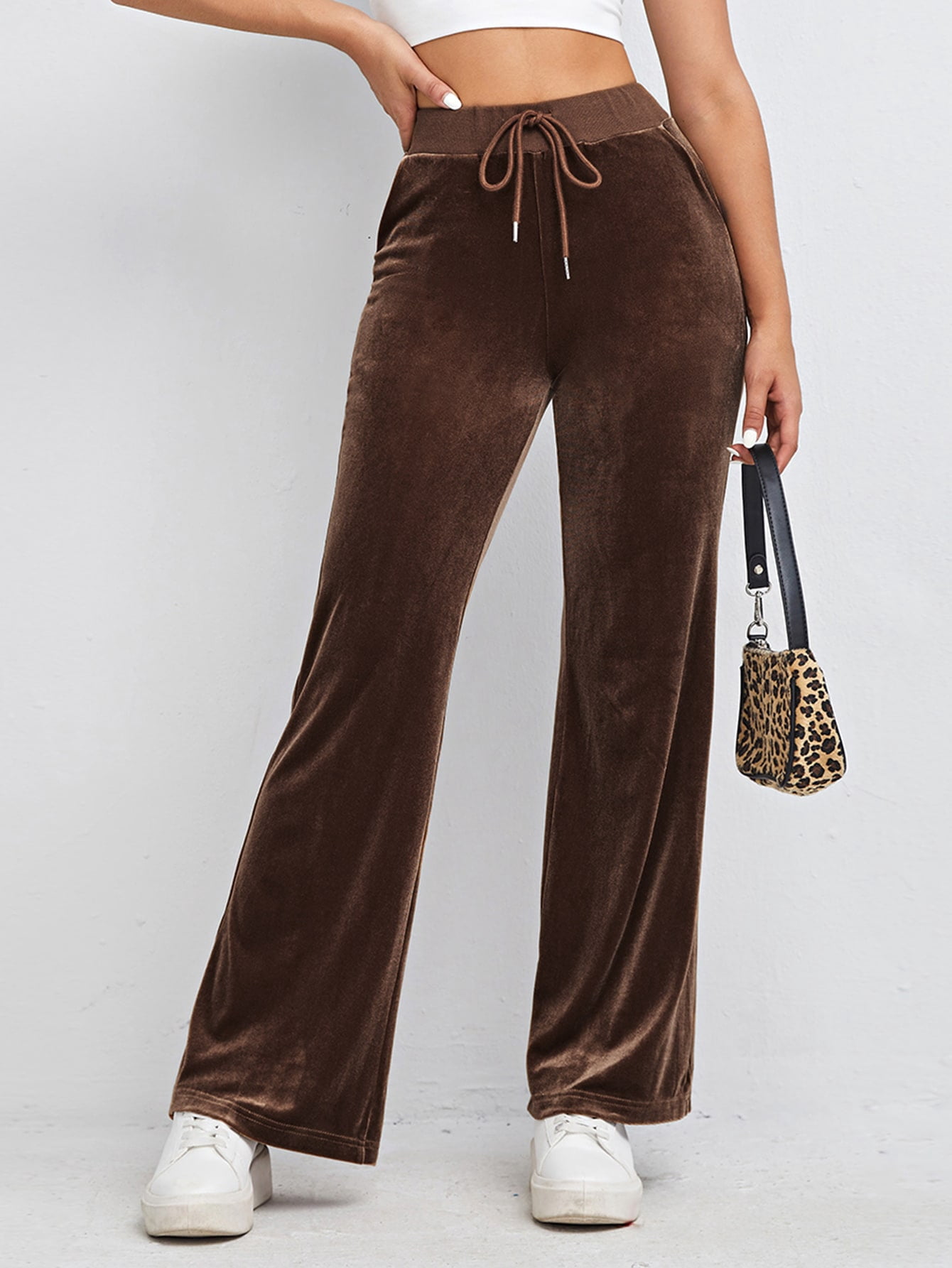 Drawstring Waist Velvet Pants 