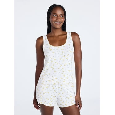 Joyspun Women’s Pointelle Knit Tank Top and Shorts Pajama Set, 2-Piece, Sizes XS-3X