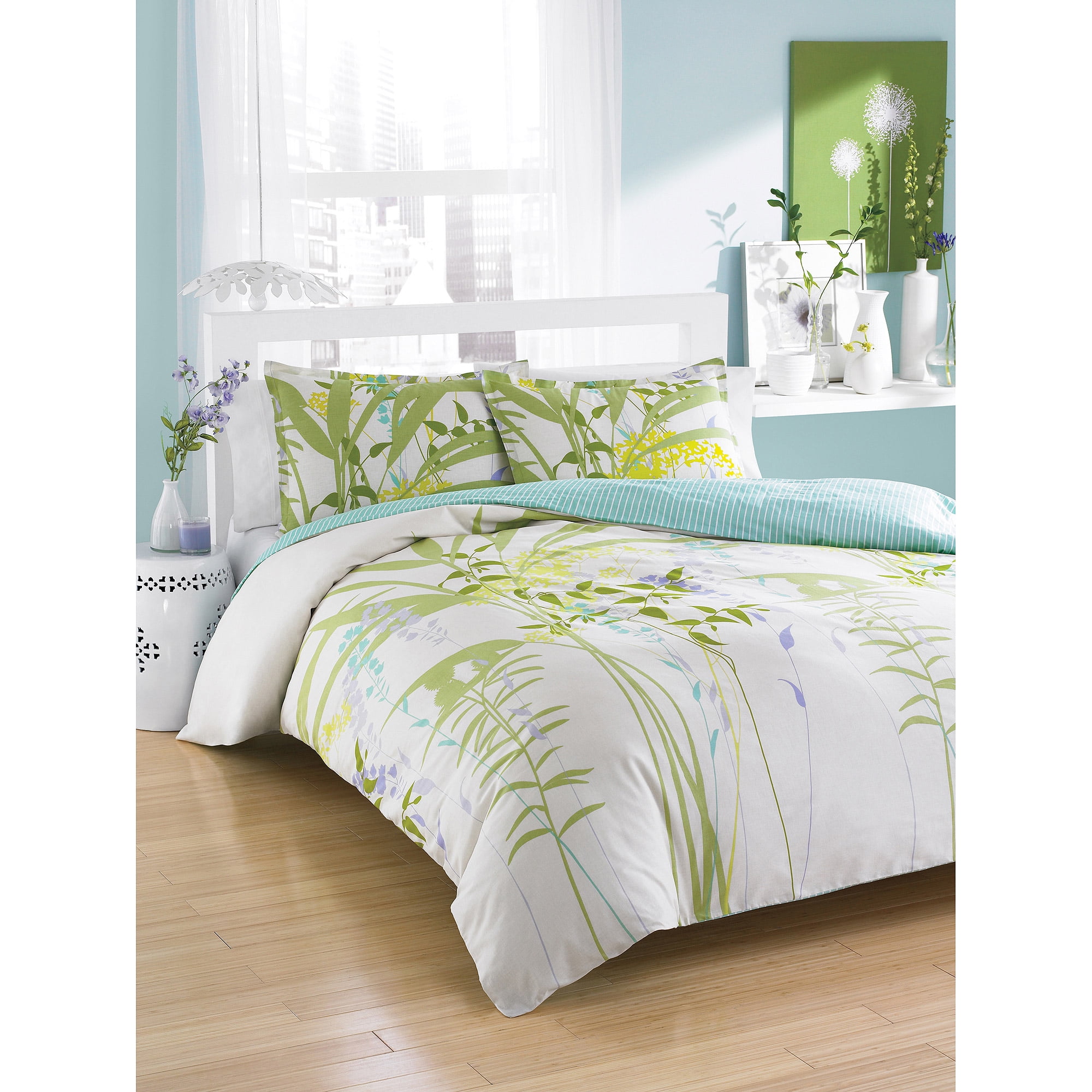 City Scene Mixed Floral Mini Bedding Duvet Set Green Walmartcom - city scene mixed floral mini bedding duvet set green walmartcom -