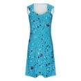 thumbnail image 4 of Nrmvnmi Dresses for Women 2024 Floral Prints Round Neck Casual Sleeveless Suspender Sundress Babycon Going Out Casual Party Dresses Blue-L, 4 of 5