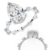 Omkar Jewels Pear Cut Diamond Engagement Ring in Prong Setting with Rose Gold Band and Side Accent Diamonds