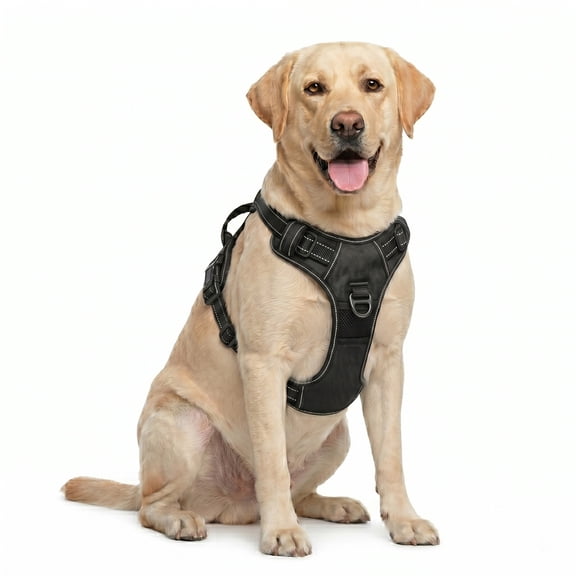Reflective Dog Harness - No Pull Adjustable Pet Vest with Reflective Strips Easy Control Handle and Breathable Mesh for Small Medium and Large Dogs - Small,Black